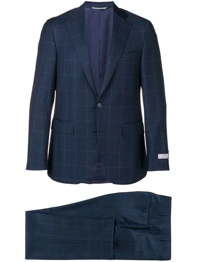 Canali Checked Two-piece Suit In Blue