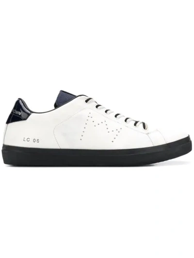 Leather Crown Lace-up Sneakers - White