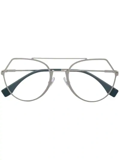 Fendi Geometric-frame Glasses In Silver
