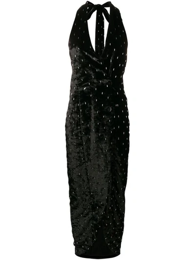 Attico Embellished Plunge Dress In Black