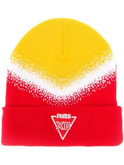 Puma X Xo Logo Beanie In Yellow