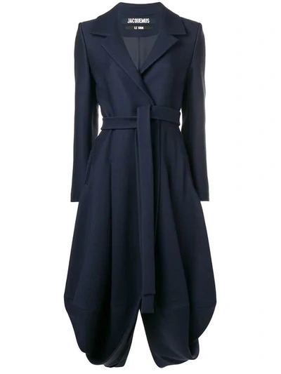 Jacquemus Flared Midi Coat In Blue