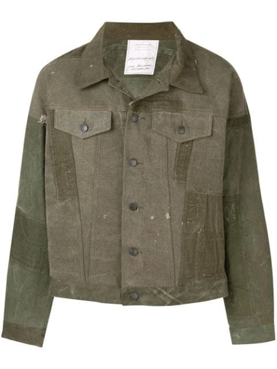 Readymade Distressed Denim Jacket In Green