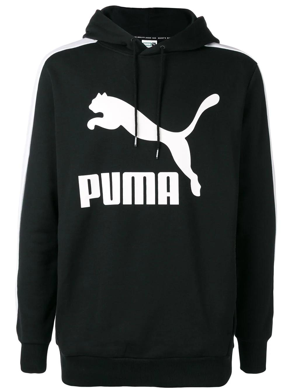 Puma Logo Print Hoodie In Black | ModeSens