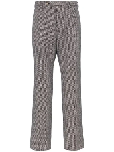 Gucci Check Straight Wool Blend Trousers In 9105