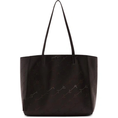Stella Mccartney Black Small Perforated Logo Tote In 1000 Black
