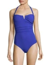 Shan One-piece Les Essentiels Halter Swimsuit In Blue Royal