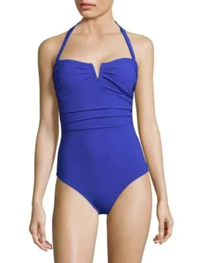 Shan One-piece Les Essentiels Halter Swimsuit In Blue Royal