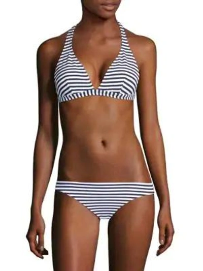 Shoshanna Marine Stripe Halter Bikini Top In Navy White