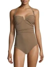 Shan One-piece Les Essentiels Halter Swimsuit In Latte