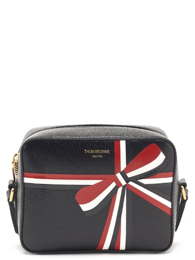 Thom Browne Bow Print Logo Shoulder Bag In Black