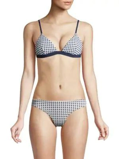 Onia Danni Gingham Bikini Top In Blue Shadow