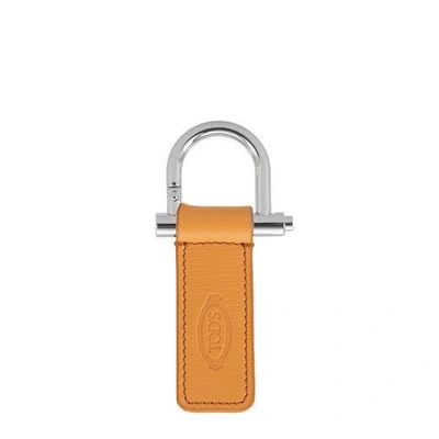 Tod's Leather Keychain In Yellow