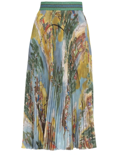 Stella Jean Pleated Skirt In Japanese Map