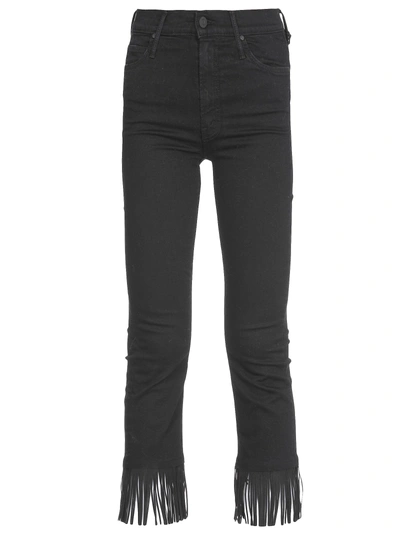 Mother Rascal Night Hawk Crop Fray Jeans In Black