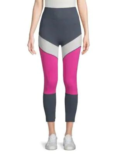 Phat Buddha Times Square Cropped Leggings In Blueberry Rose