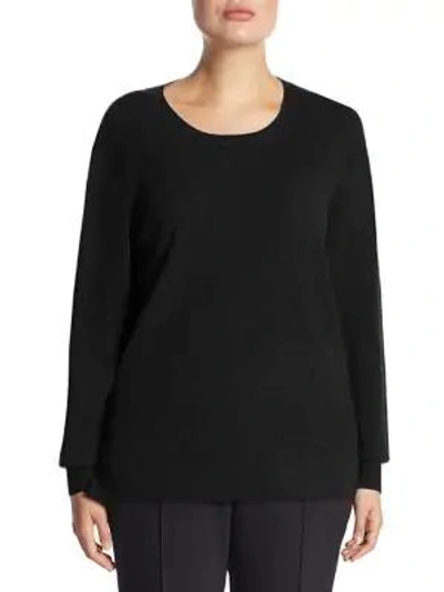 Saks Fifth Avenue, Plus Size Plus Crewneck Cashmere Knitted Sweater In Ebony
