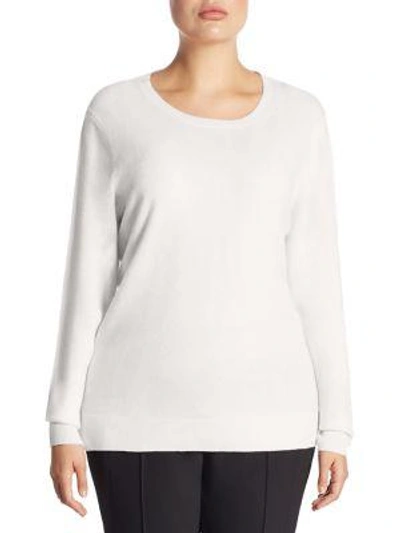 Saks Fifth Avenue, Plus Size Plus Crewneck Cashmere Knitted Sweater In Ivory