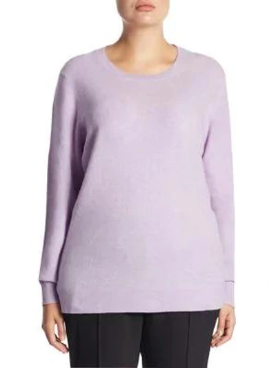 Saks Fifth Avenue, Plus Size Plus Crewneck Cashmere Knitted Sweater In Lavender