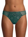 Chantelle Champs Elysses Lace Thong In Sequoia Green