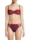 Chantelle Champs Elysses Lace Unlined Demi Bra In Camaieu Red