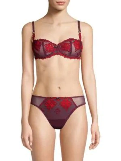 Chantelle Champs Elysses Lace Unlined Demi Bra In Camaieu Red