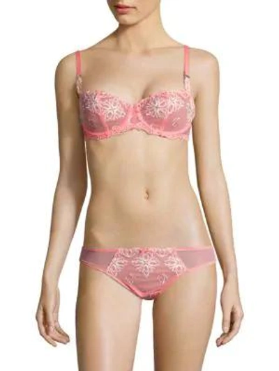 Chantelle Champs Elysses Lace Unlined Demi Bra In Grapefruit