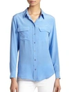 Equipment Slim Signature Silk Shirt In Brilliant Blue