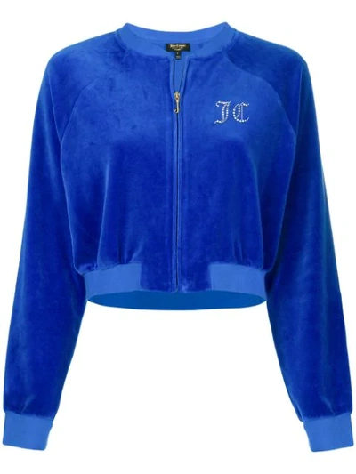 Juicy Couture Swarovski Personalisable Velour Crop Jacket In Blue