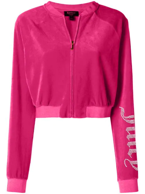 Juicy Couture Swarovski Personalisable Velour Crop Jacket In Pink ...