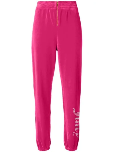 Juicy Couture Swarovski Personalisable Velour Track Pants In Pink