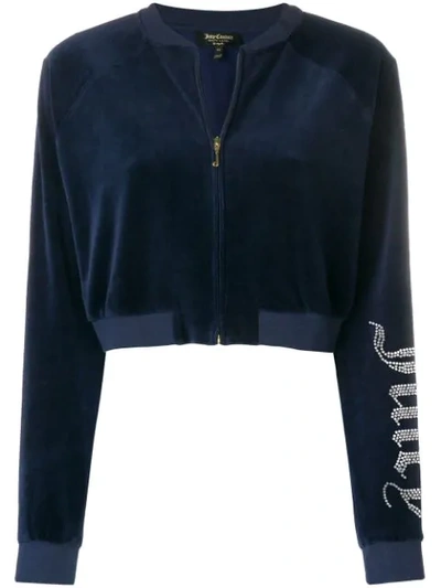 Juicy Couture Swarovski Personalisable Velour Crop Jacket In Blue