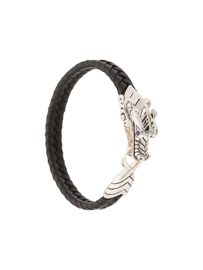 John Hardy Silver And Sapphire Legends Naga Braided Leather Bracelet In Black