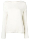 Aragona Slash Neck Sweater - White