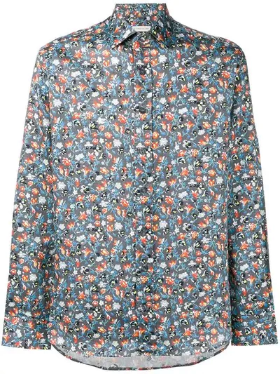 Etro Floral Printed Cotton In Grey