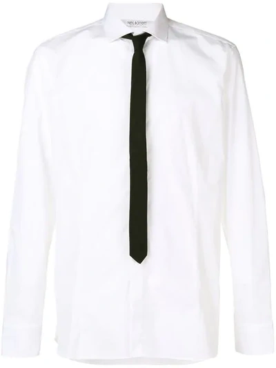 Neil Barrett Classic Contrasting Tie Shirt In White