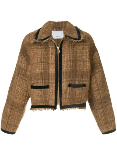 08sircus Frayed Cropped Tweed Jacket In Brown