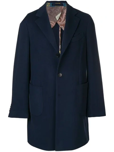 Etro Single-breasted Coat In Blue