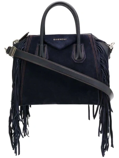 Givenchy Fringes Small Antigona Bag In Blue