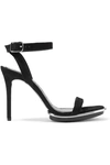 Alexander Wang Cady Metallic-trimmed Suede Platform Sandals In Black