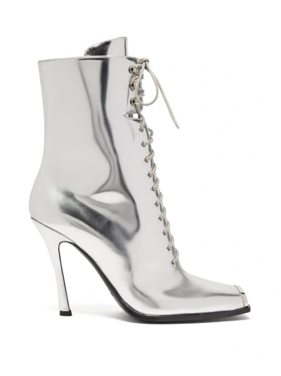 Calvin Klein 205w39nyc Windora Lace-up Leather Boots In Silver
