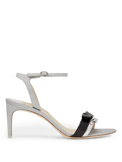 Sophia Webster Andie Bow-trim Glitter Sandals In Silver