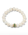 Sydney Evan Potato Pearl, Diamond & Emerald Bracelet In White