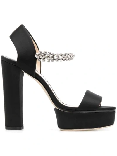 Jimmy Choo Women's Santina 125 Embellished High Block-heel Platform Sandals In Black