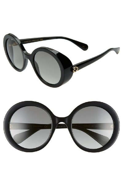 Gucci Round Injection Gradient Sunglasses In Black/ Grey Gradient