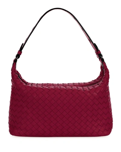 Bottega Veneta Small Intrecciato Hobo Bag In Red