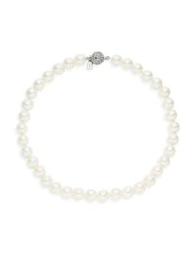 Kenneth Jay Lane Faux Pearl & Crystal Collar Necklace In White Pearl
