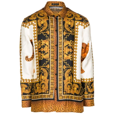 Versace Men's Long Sleeve Shirt Dress Shirt In Yellow