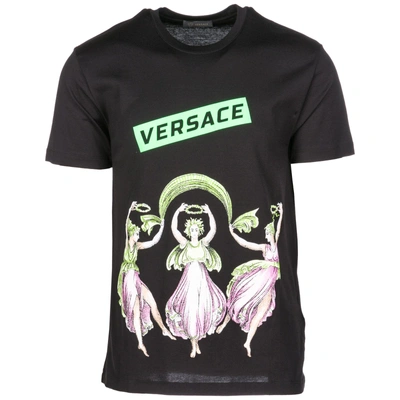 Versace Men's Short Sleeve T-shirt Crew Neckline Jumper In Black