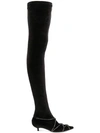 Sonia Rykiel Rhinestone Chain Thigh Boots In Black